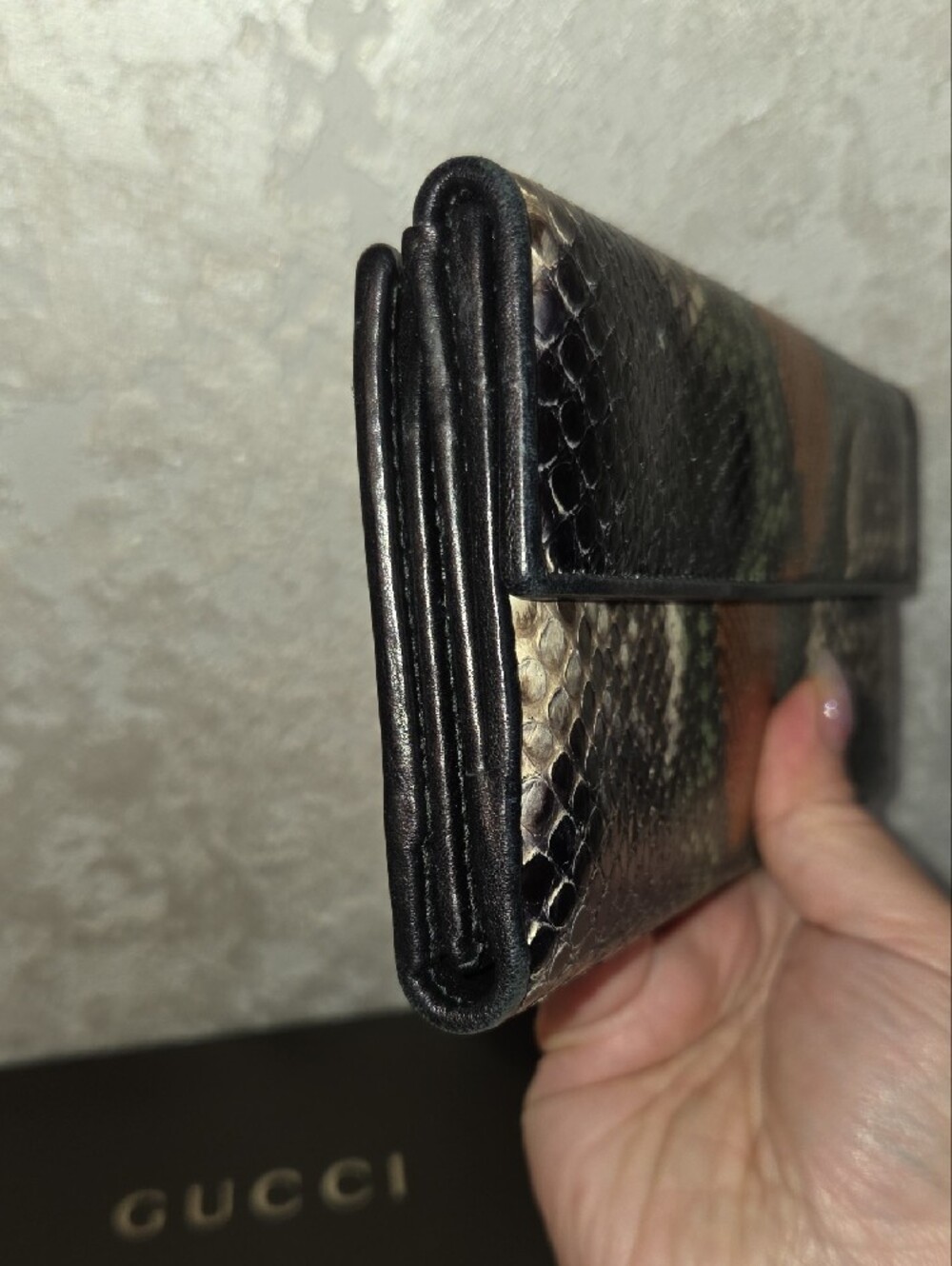 Gucci Multicolor Python Continental Wallet with Gold Snake Head With COA - Picture 5 of 11